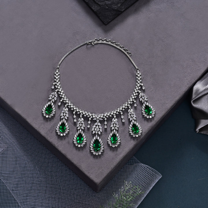 CZ Emerald Necklace Set