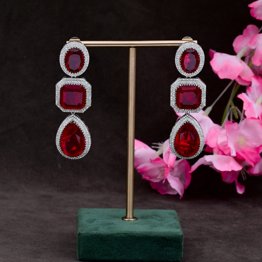 CZ Ruby Exclusive Necklace Set