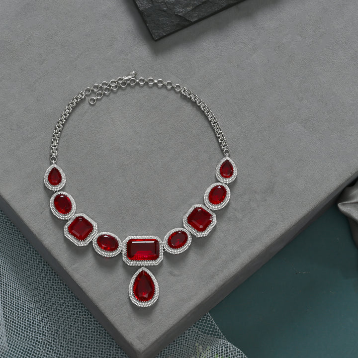 CZ Ruby Exclusive Necklace Set