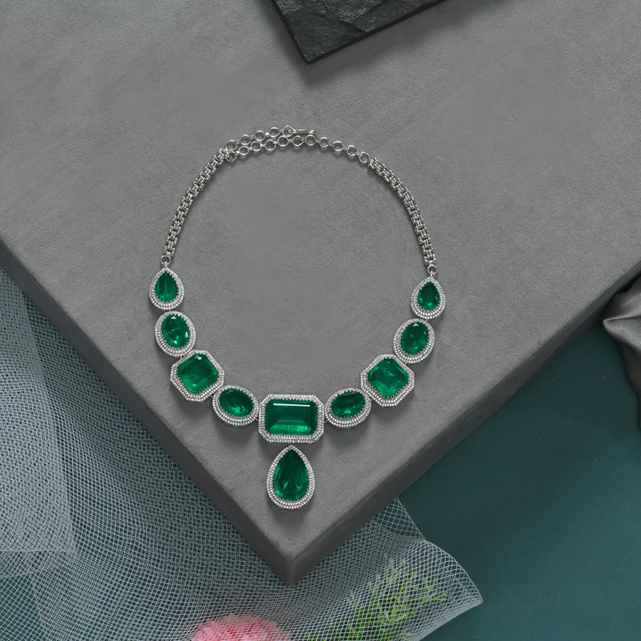 CZ Emerald Exclusive Necklace Set