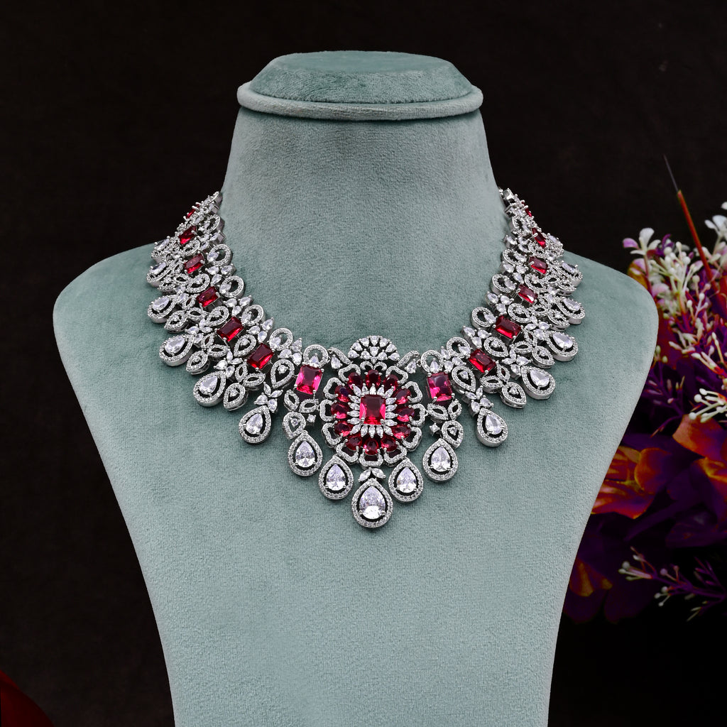 CZ Ruby Exclusive Necklace Set