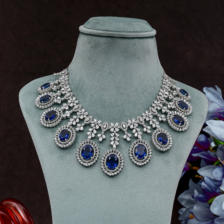 CZ Blue Sapphire Exclusive Necklace Set