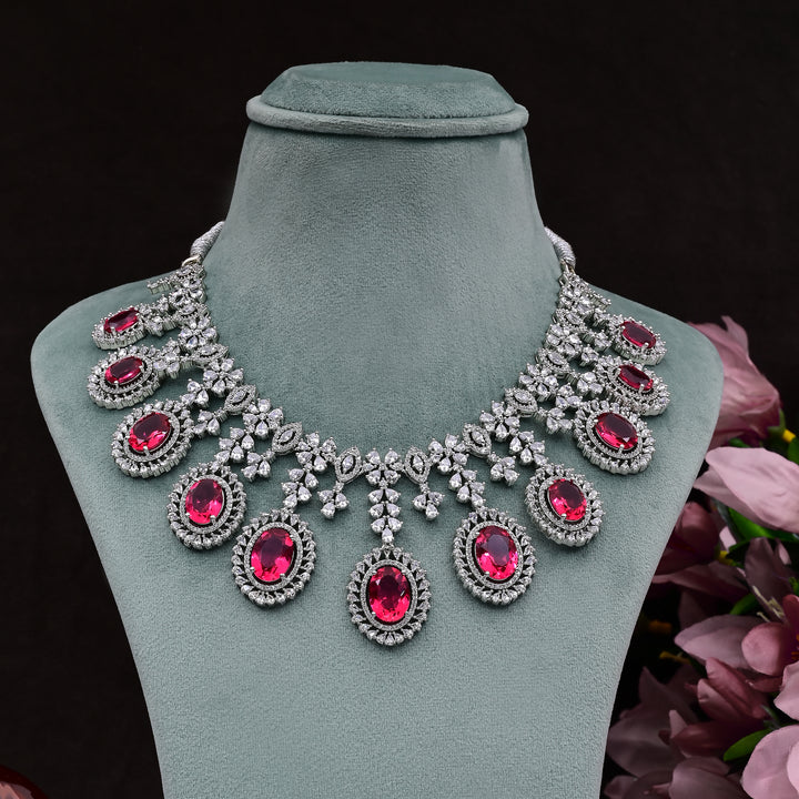 CZ Ruby Exclusive Necklace Set