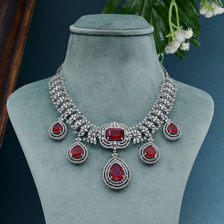 CZ Ruby Necklace Set