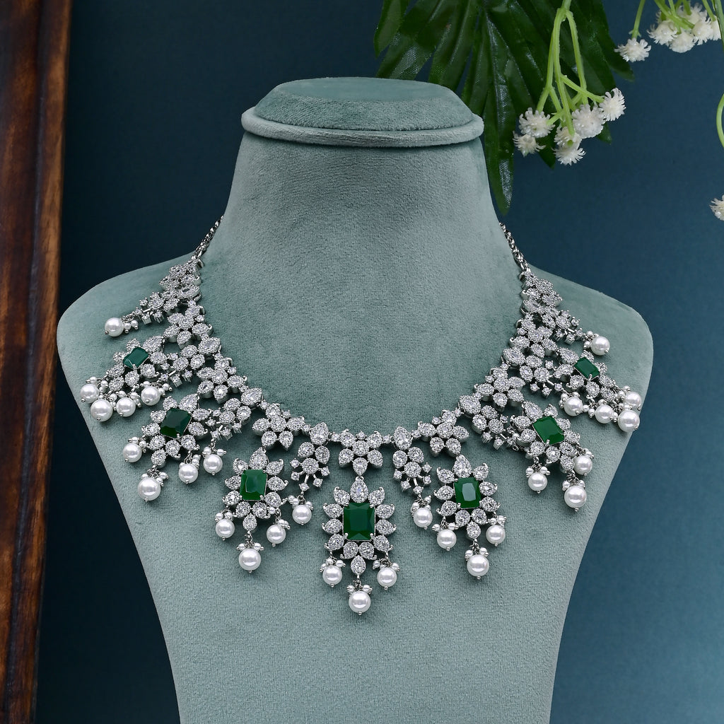 CZ Emerald Necklace Set