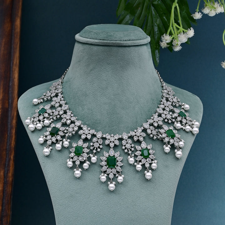 CZ Emerald Necklace Set