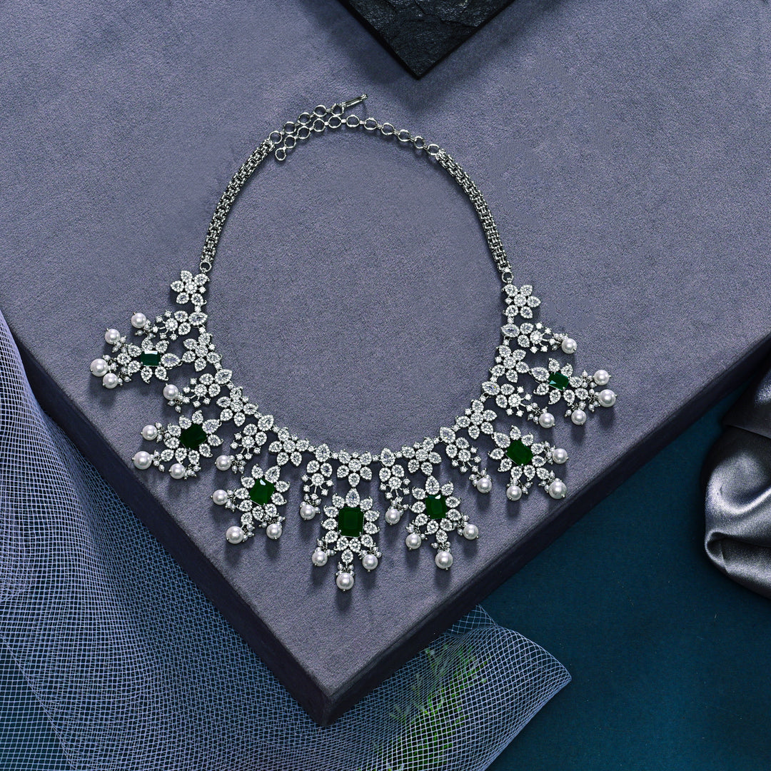 CZ Emerald Necklace Set