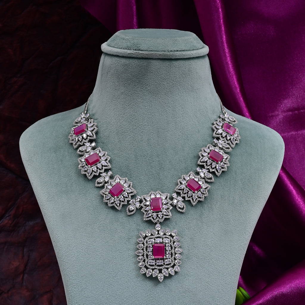 CZ Ruby Exclusive Necklace Set