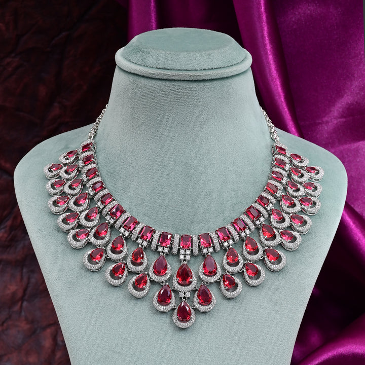 CZ Ruby Exclusie Necklace Set