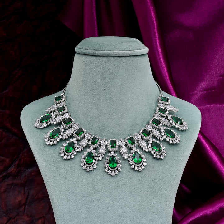 CZ Emerald Necklace Set