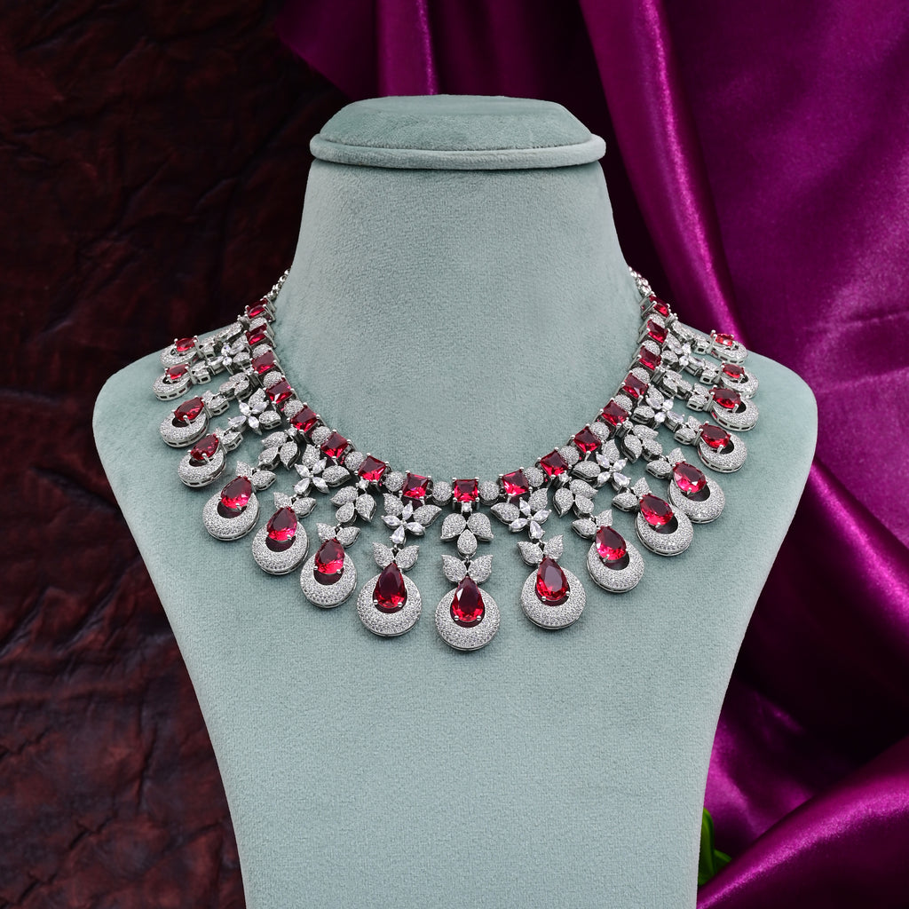 CZ Ruby Necklace set