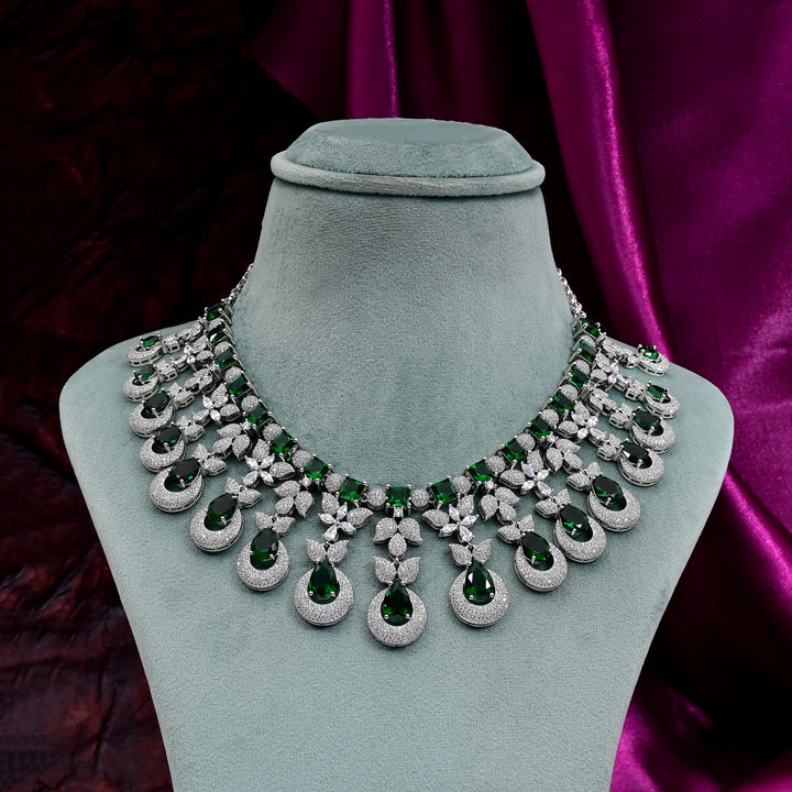 CZ Emerald Necklace Set