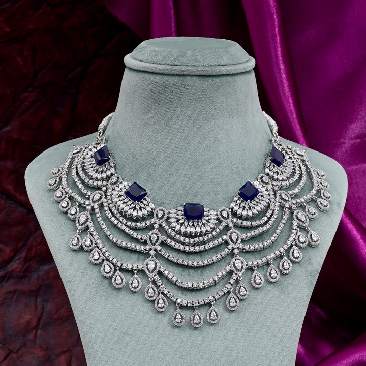 CZ Blue Sapphire Exclusive Necklace Set