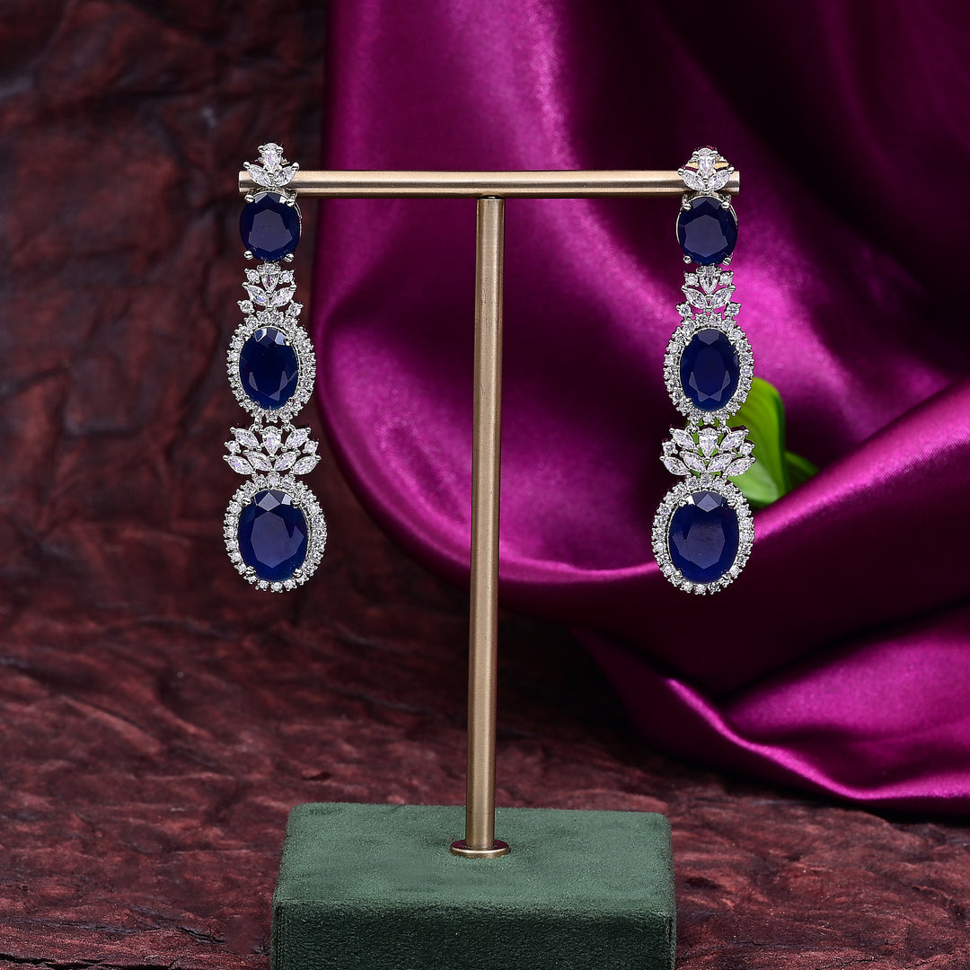 CZ Blue Sapphire Necklace Set