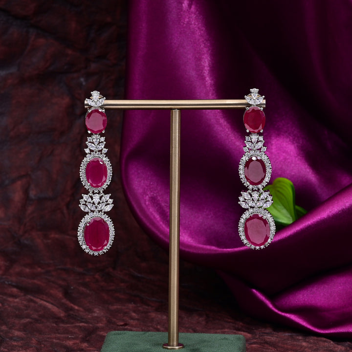 CZ Ruby Necklace Set