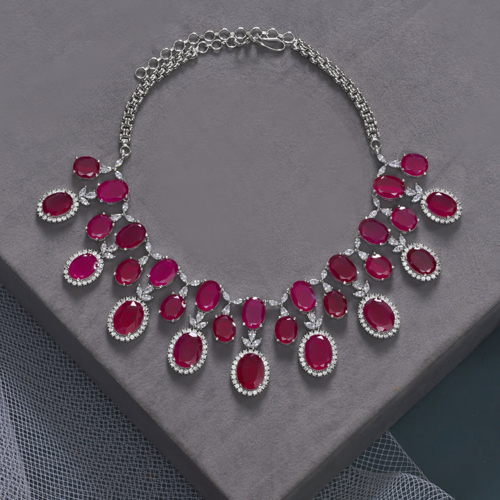 CZ Ruby Necklace Set