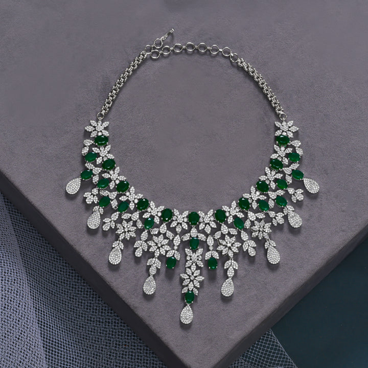 CZ Emerald Necklace Set