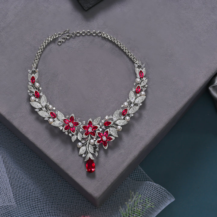 CZ Ruby Exclusive Necklace Set