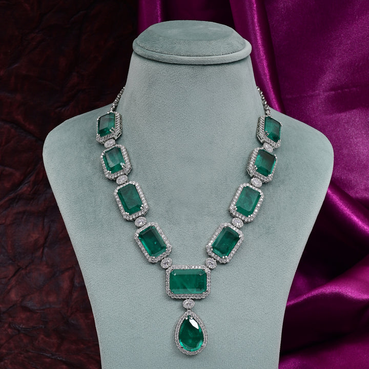 CZ Emerald Necklace Set