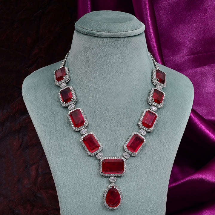 CZ Ruby Necklace Set