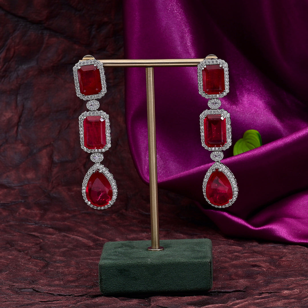 CZ Ruby Necklace Set