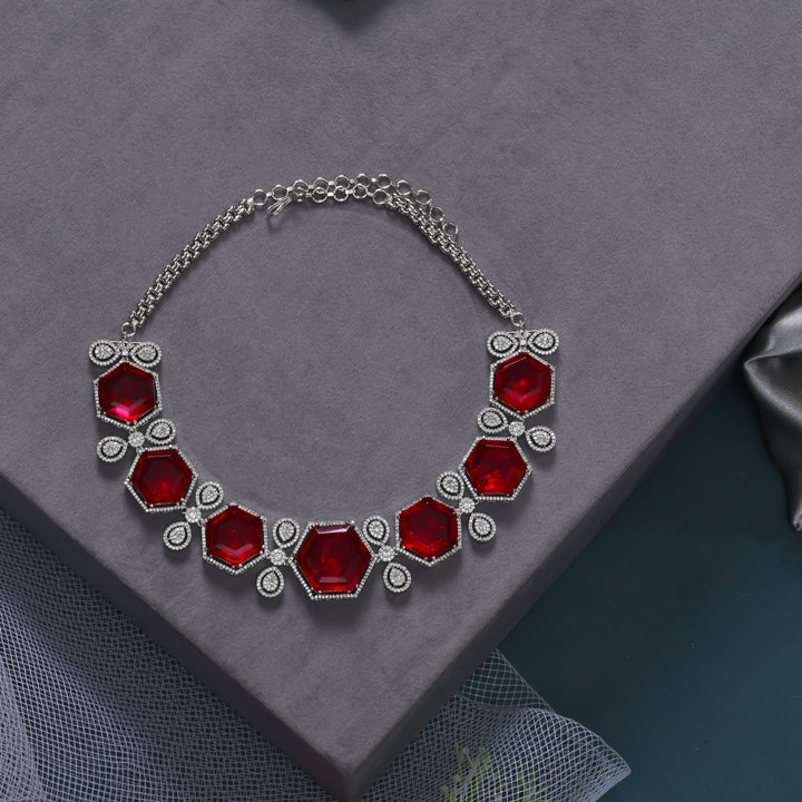 CZ Ruby Necklace Set