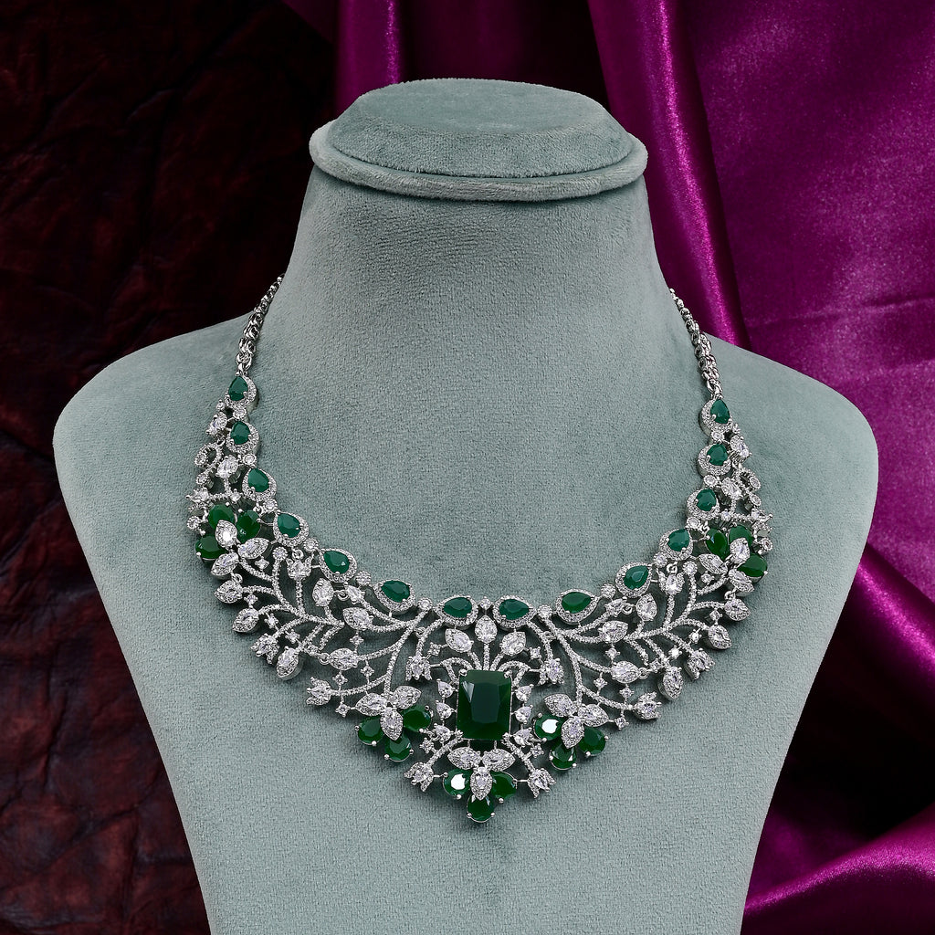 CZ Emerald Necklace Set