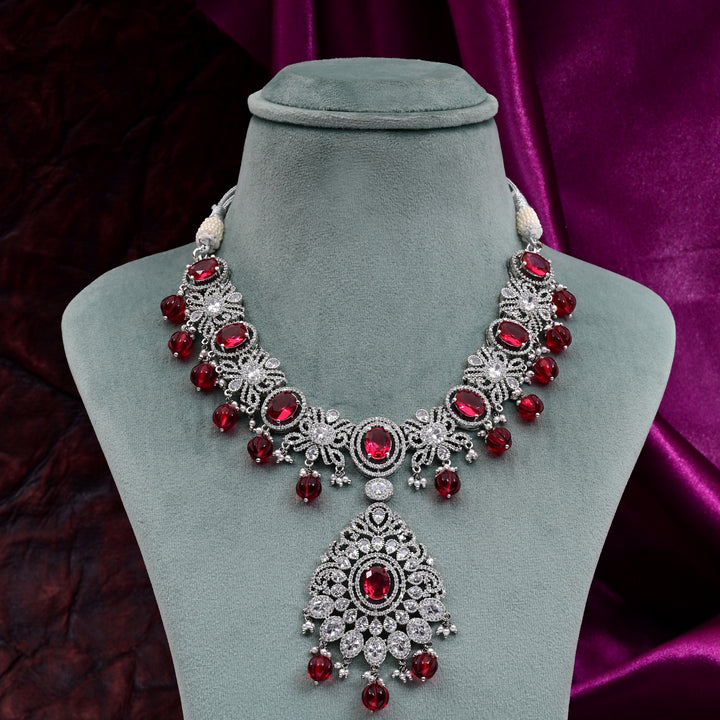 CZ Ruby Necklace Set