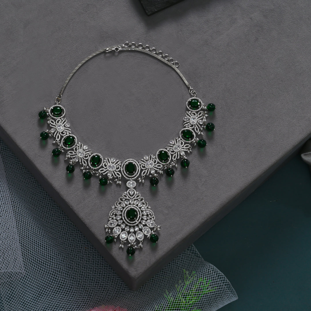 CZ Emerald Necklace Set