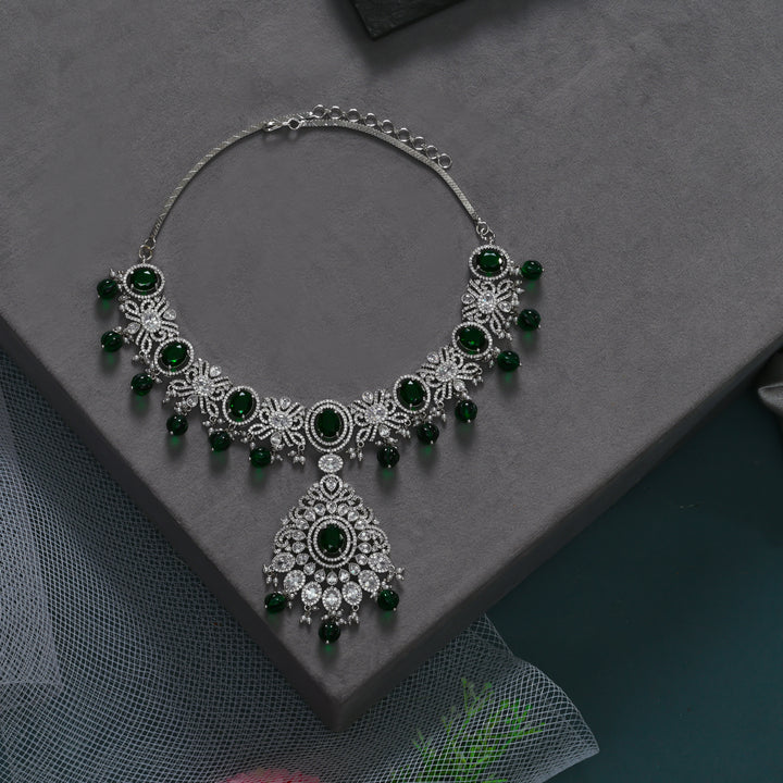 CZ Emerald Necklace Set