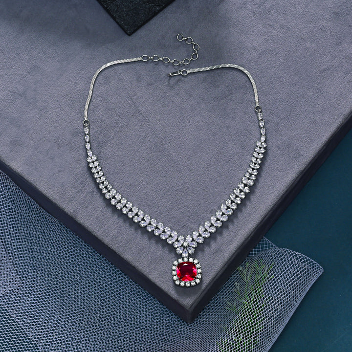 CZ Ruby Necklace Set