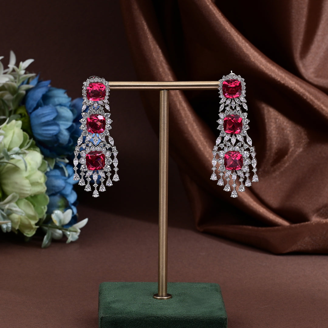 CZ Ruby Necklace Set