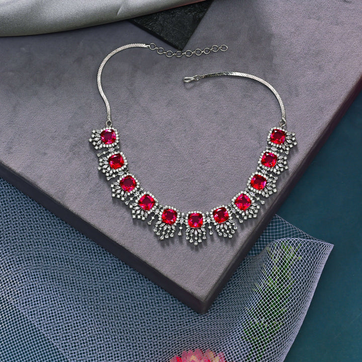 CZ Ruby Necklace Set