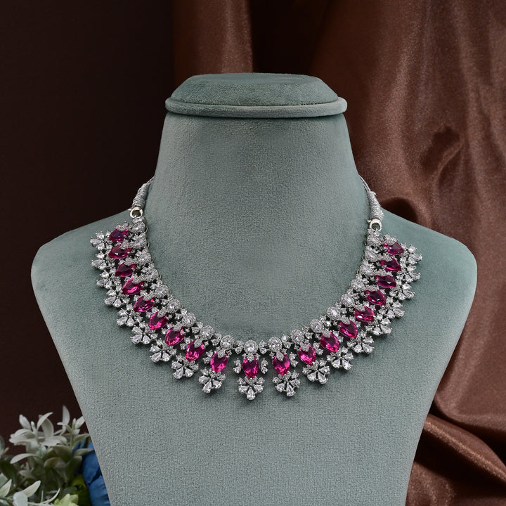 CZ Ruby Necklace Set