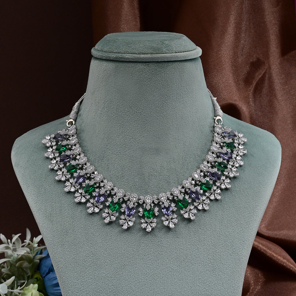 CZ Emerald Necklace Set