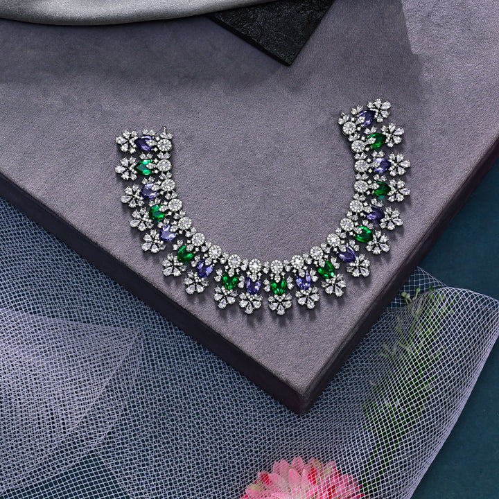 CZ Emerald Necklace Set