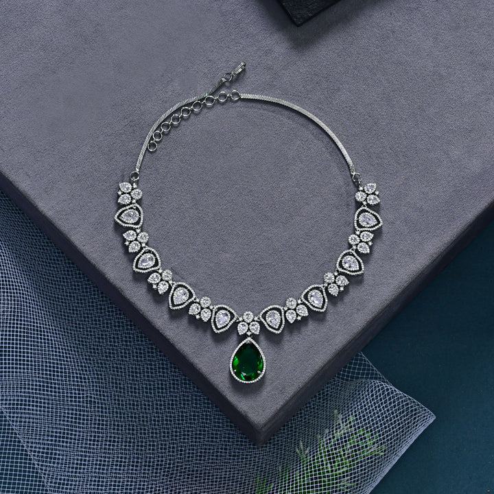 CZ Emerald Necklace Set