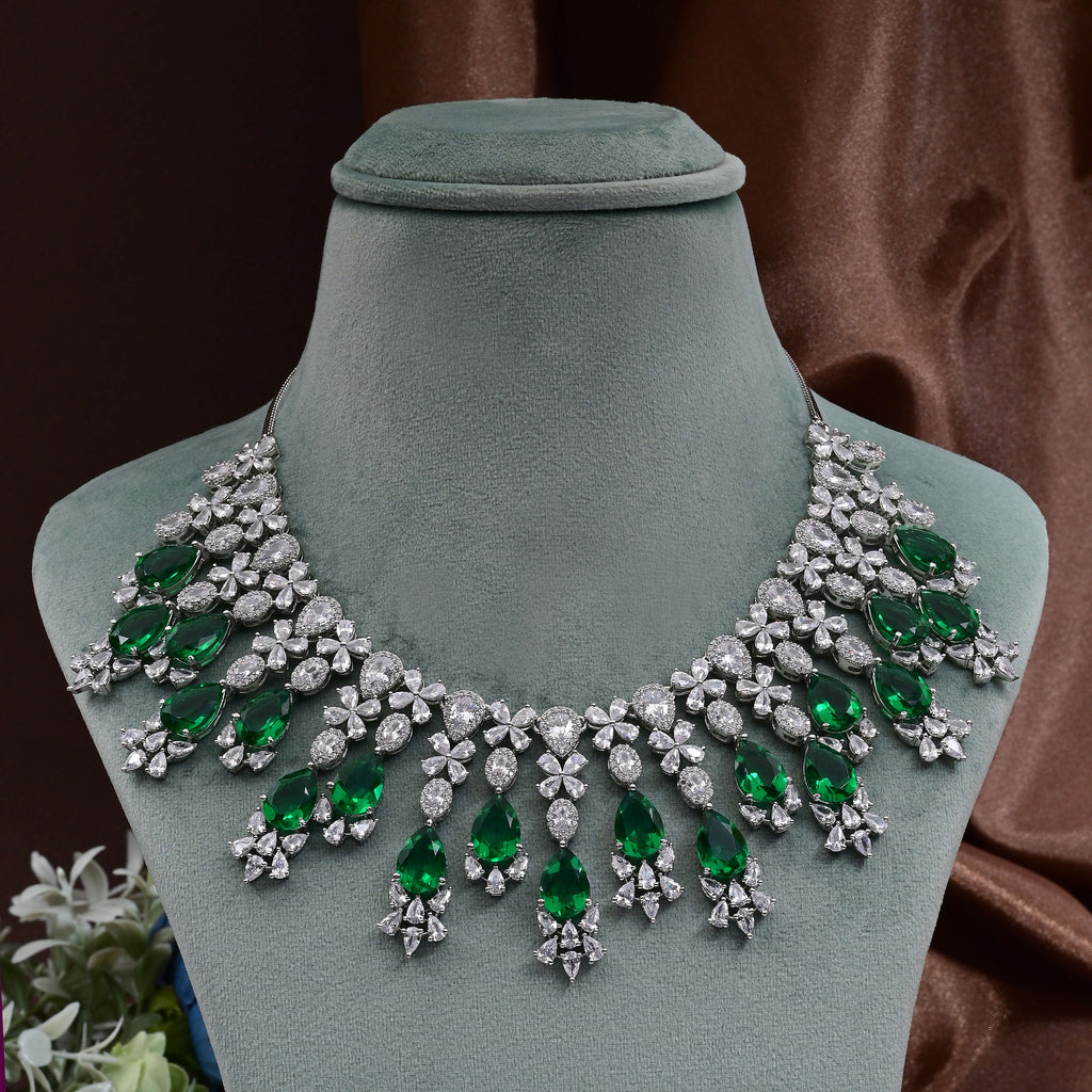 CZ Emerald Necklace Set