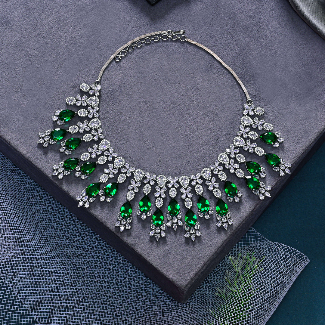 CZ Emerald Necklace Set