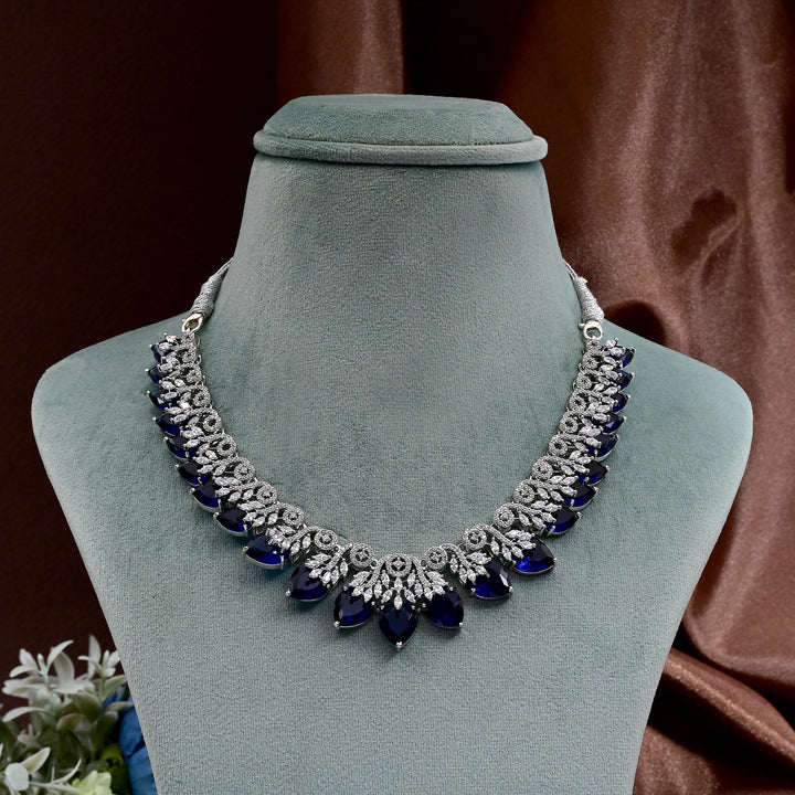 CZ Blue Sapphire Necklace Set