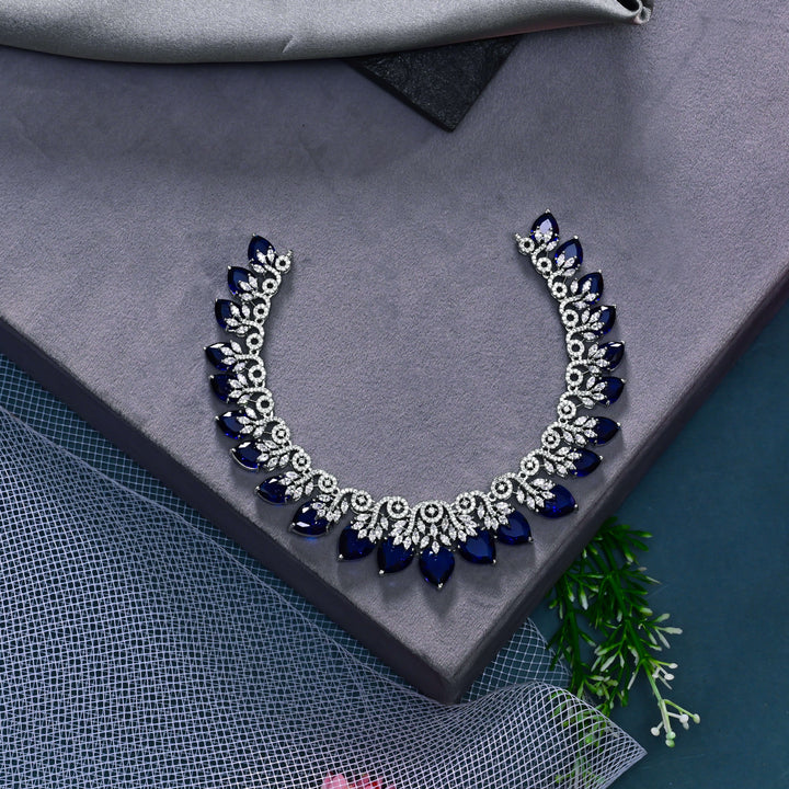 CZ Blue Sapphire Necklace Set