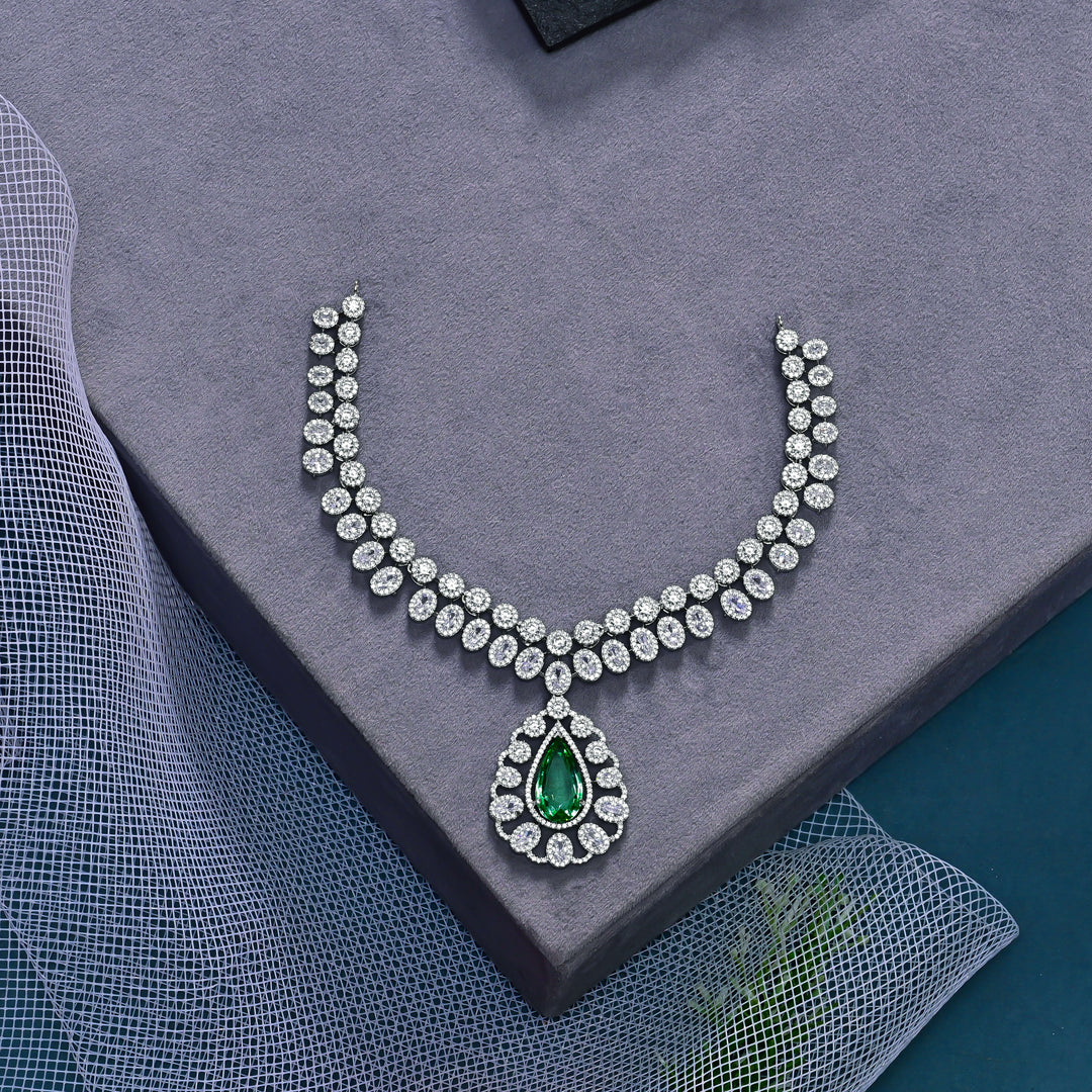 CZ Emerald Necklace Set