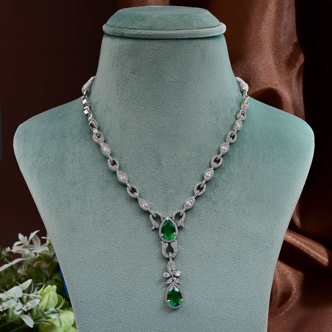 CZ Emerald Necklace Set