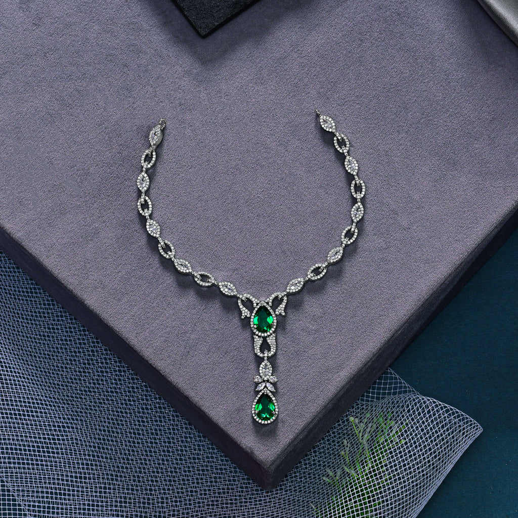 CZ Emerald Necklace Set