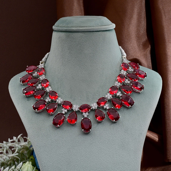 CZ Ruby Exclusive Necklace Set