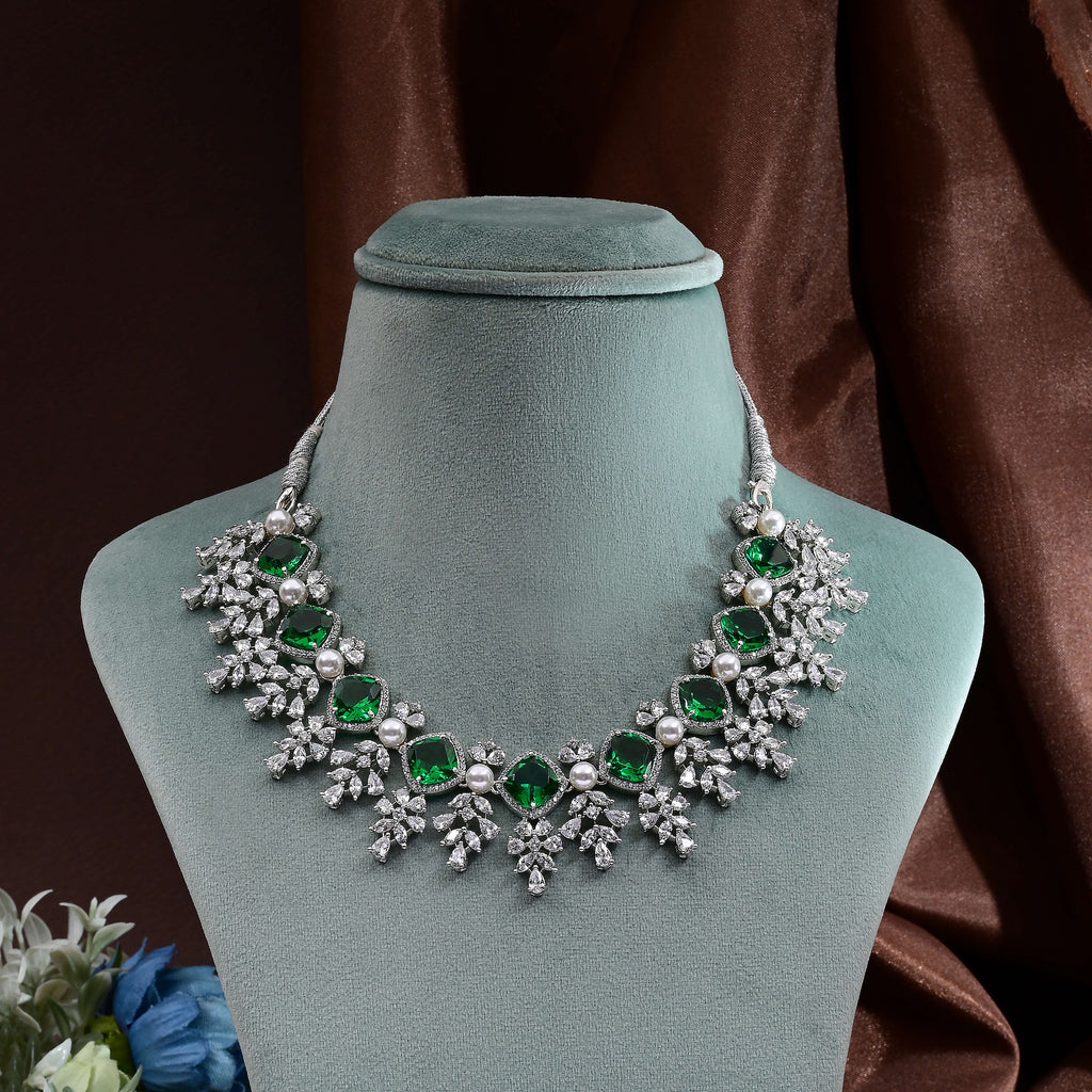 CZ Emerald Necklace Set