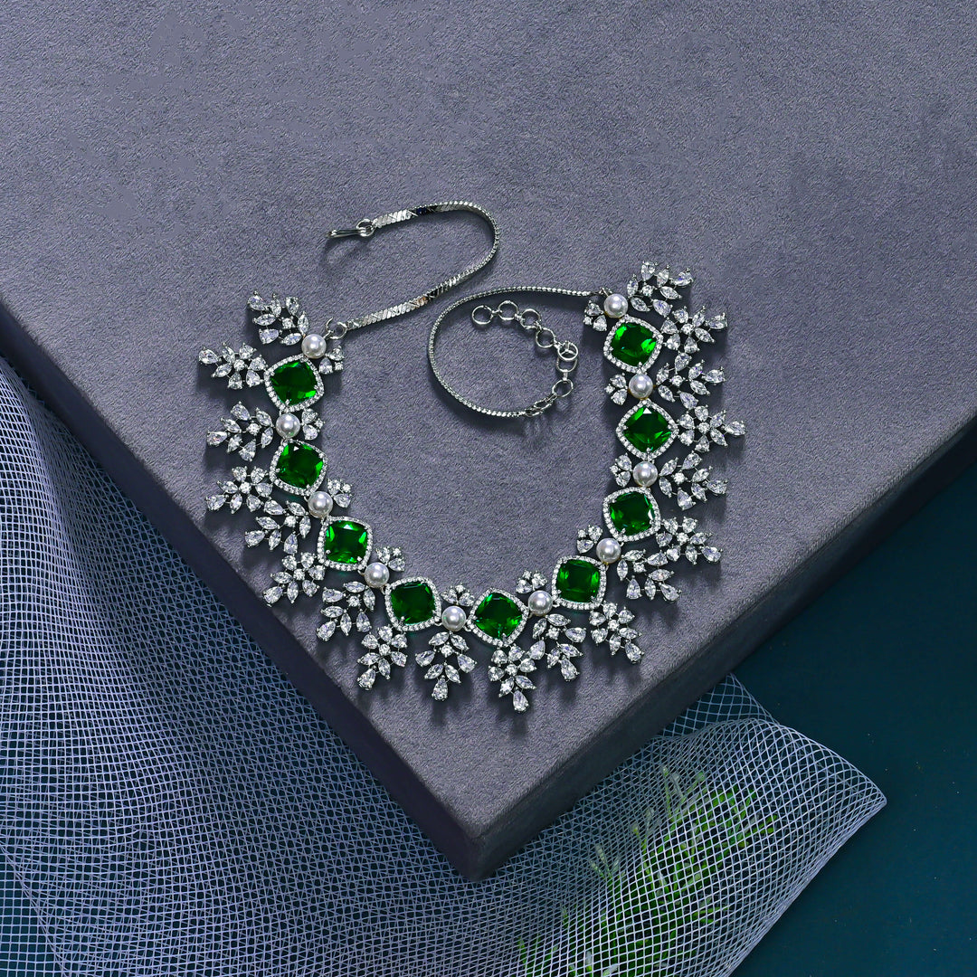 CZ Emerald Necklace Set