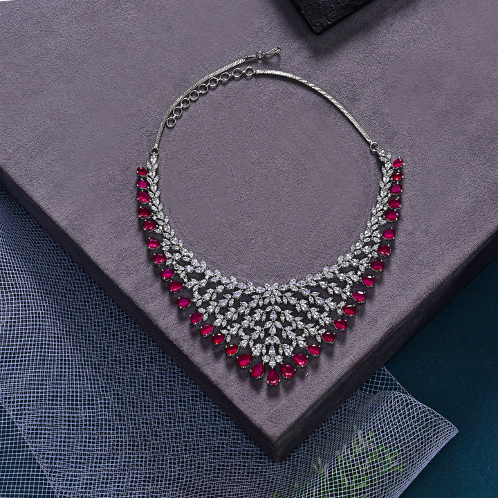 CZ Ruby Necklace Set