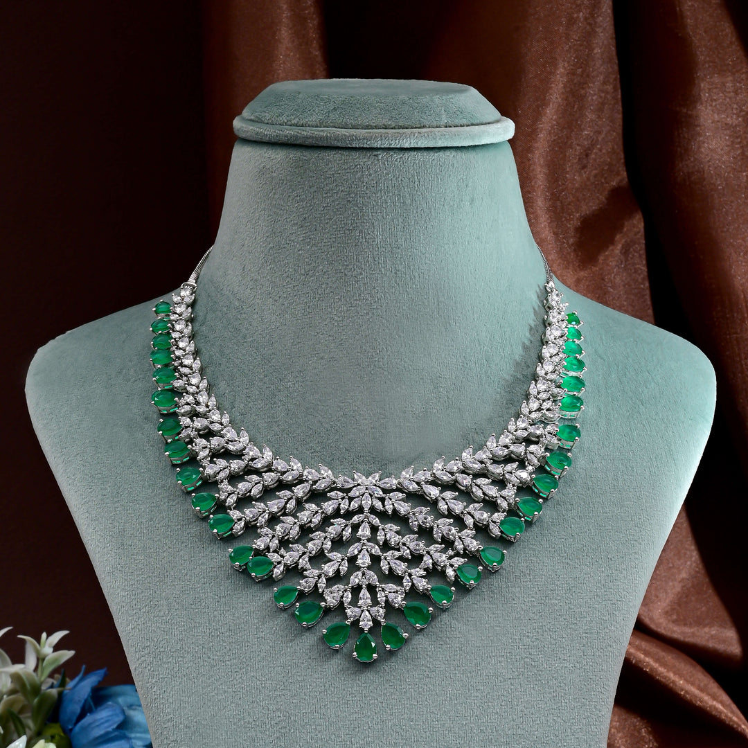 CZ Emerald Exclusive Necklace Set