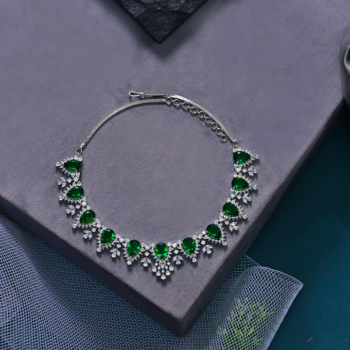 CZ Emerald Necklace Set